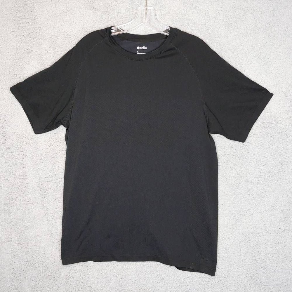 Zella Mens Gym Training Compression T Shirt Black Crew Moisture Wicking L New